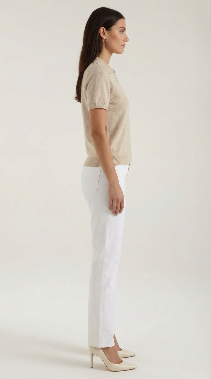 Rita Knitted Short-Sleeved Polo Top