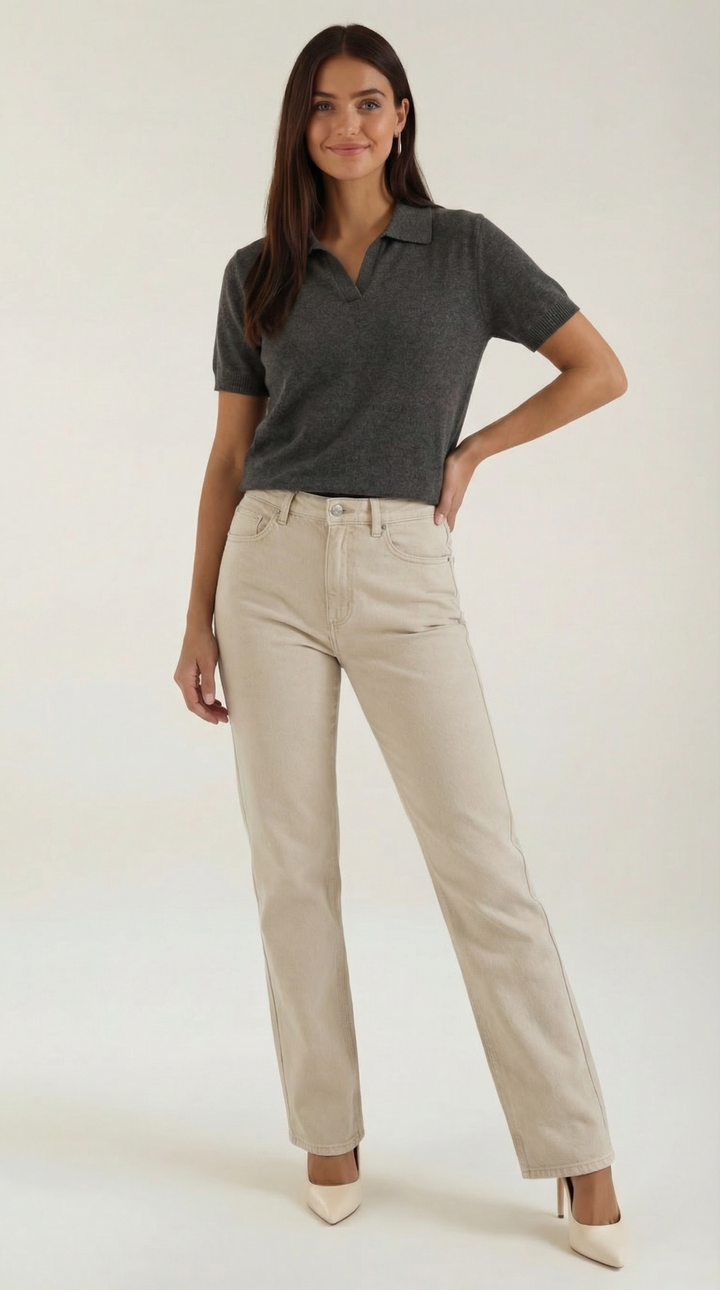 Rita Knitted Short-Sleeved Polo Top