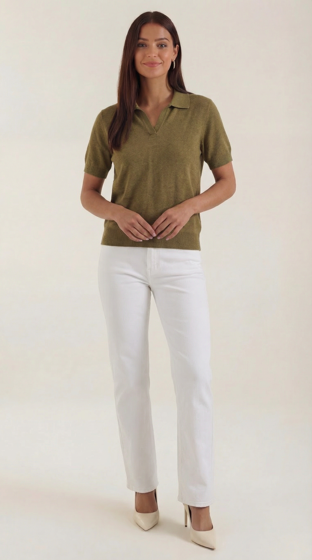 Rita Knitted Short-Sleeved Polo Top