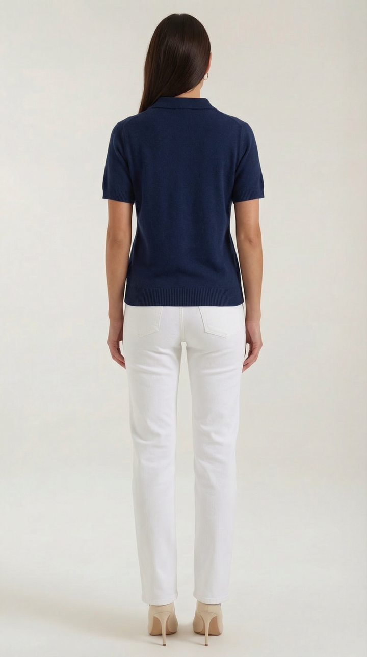 Rita Knitted Short-Sleeved Polo Top
