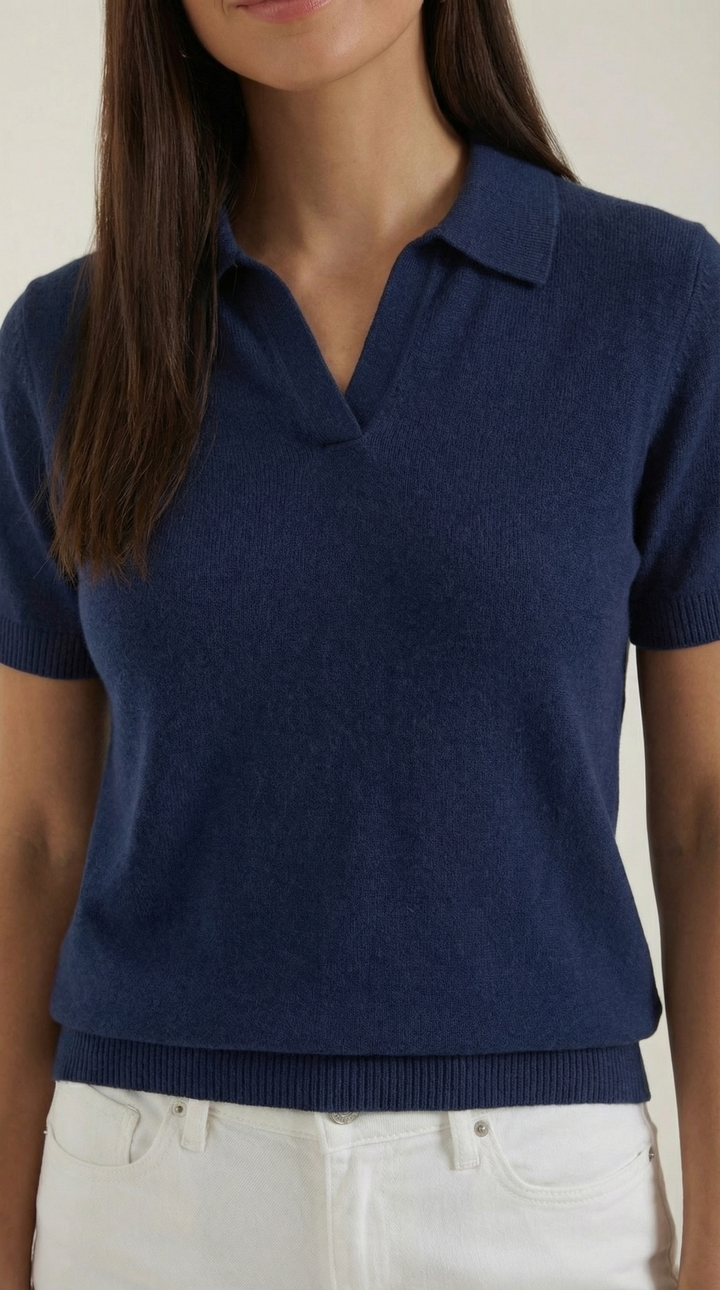 Rita Knitted Short-Sleeved Polo Top