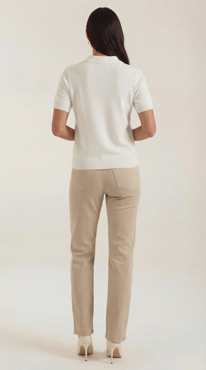 Rita Knitted Short-Sleeved Polo Top