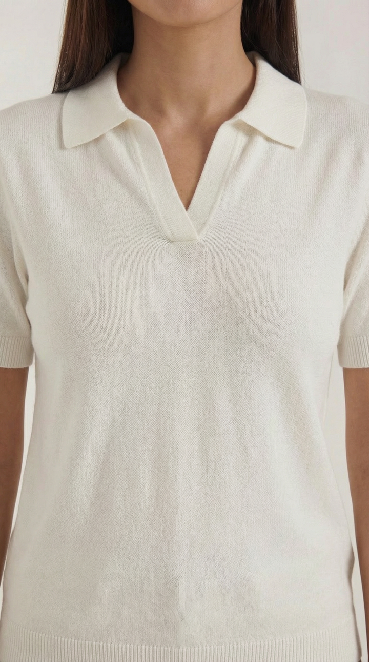 Rita Knitted Short-Sleeved Polo Top