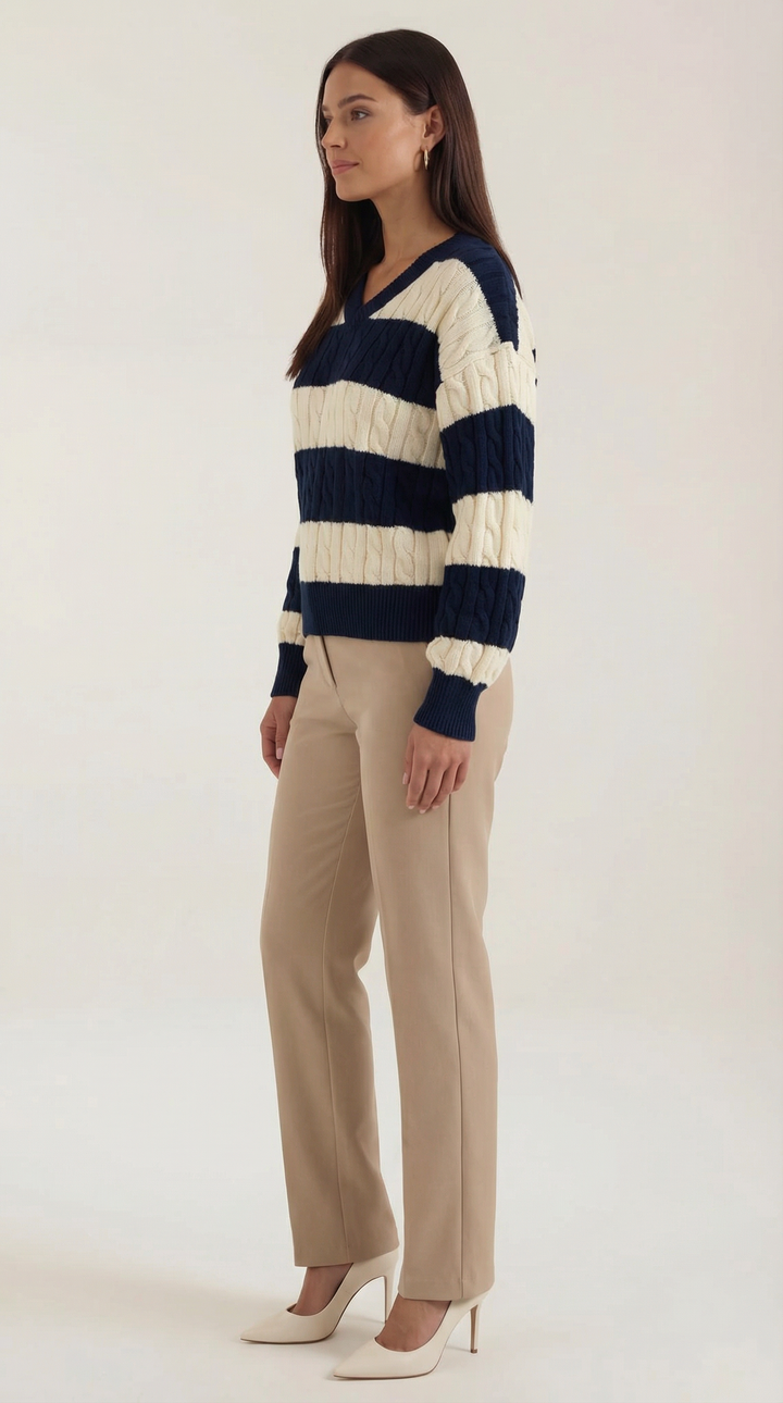 Robin Striped Cable Sweater