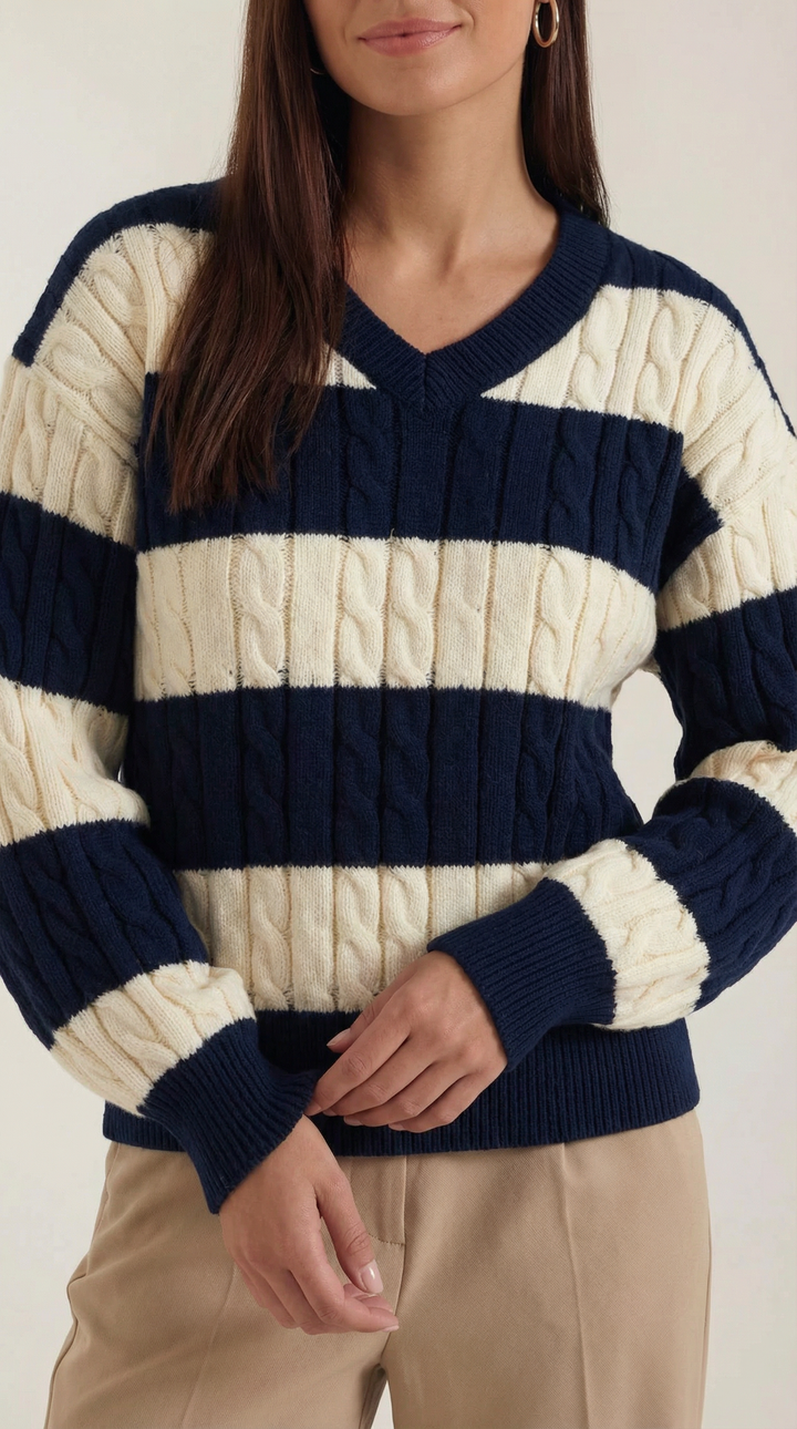 Robin Striped Cable Sweater