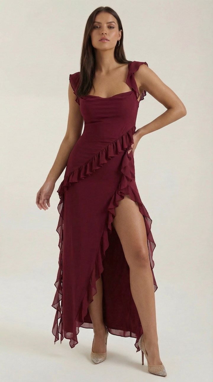 Robe longue à volants Susan