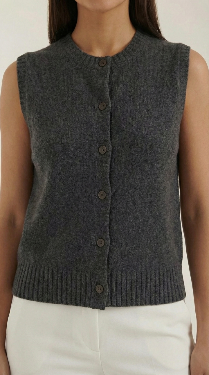 Sylvia Button-Down Knit Sweater Vest