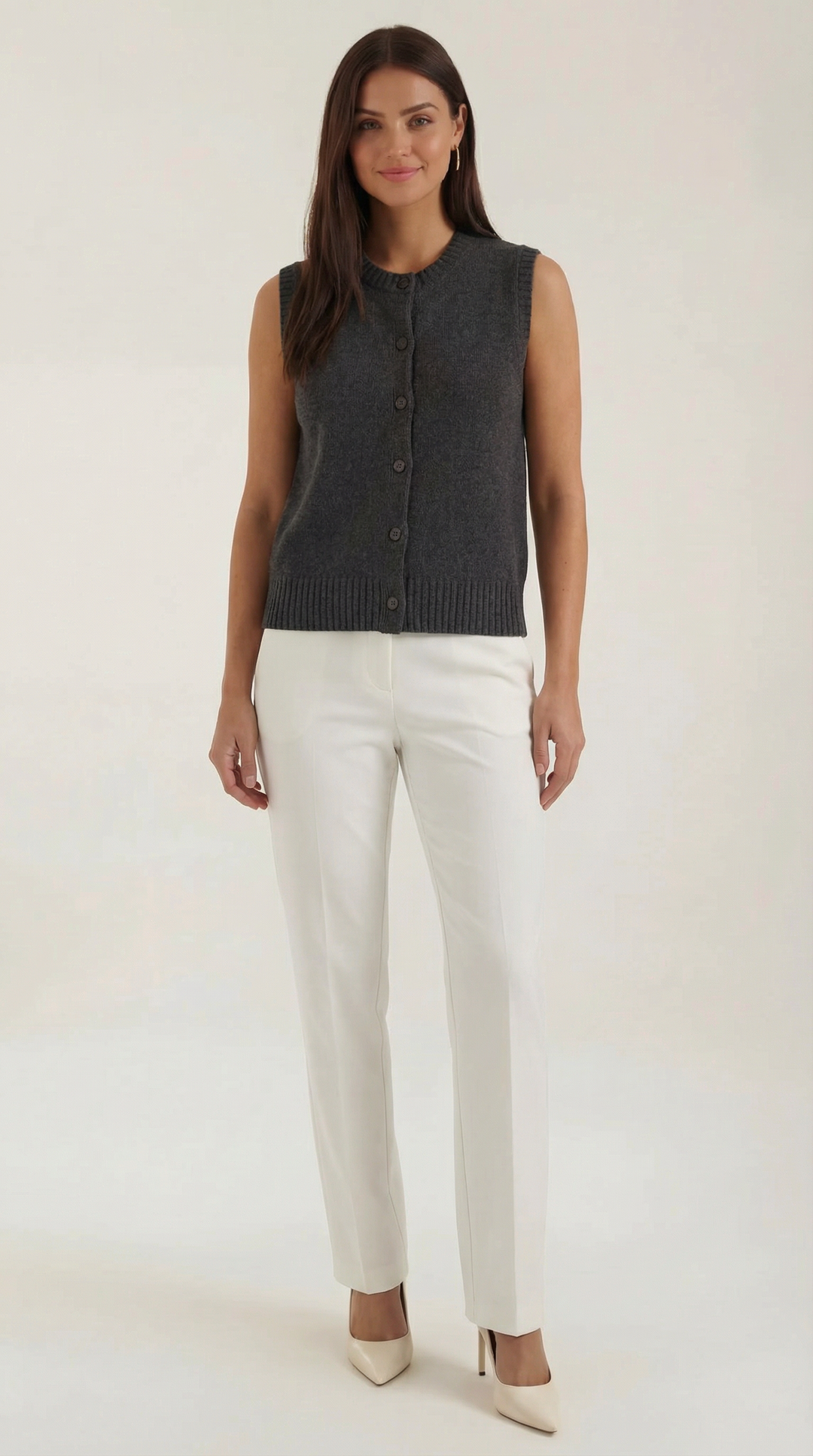 Sylvia Button-Down Knit Sweater Vest
