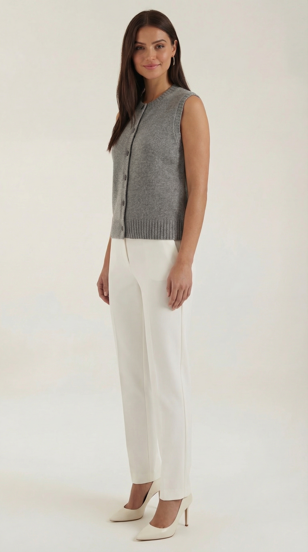 Sylvia Button-Down Knit Sweater Vest