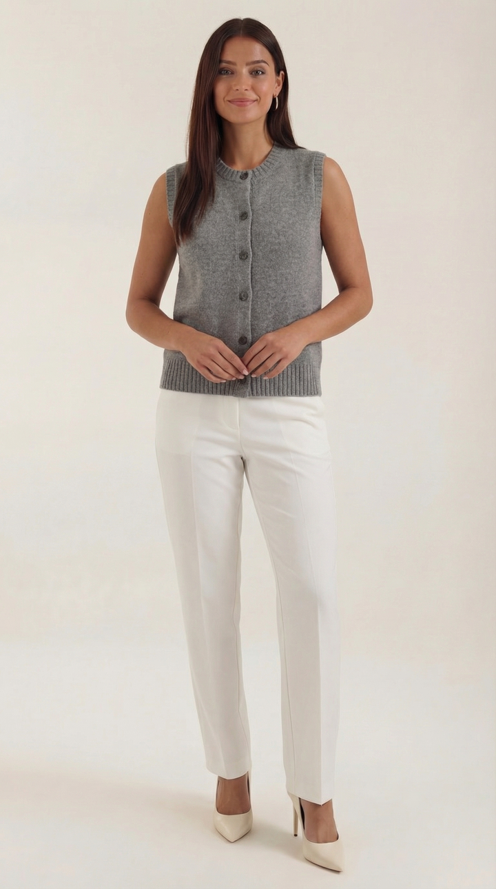 Sylvia Button-Down Knit Sweater Vest