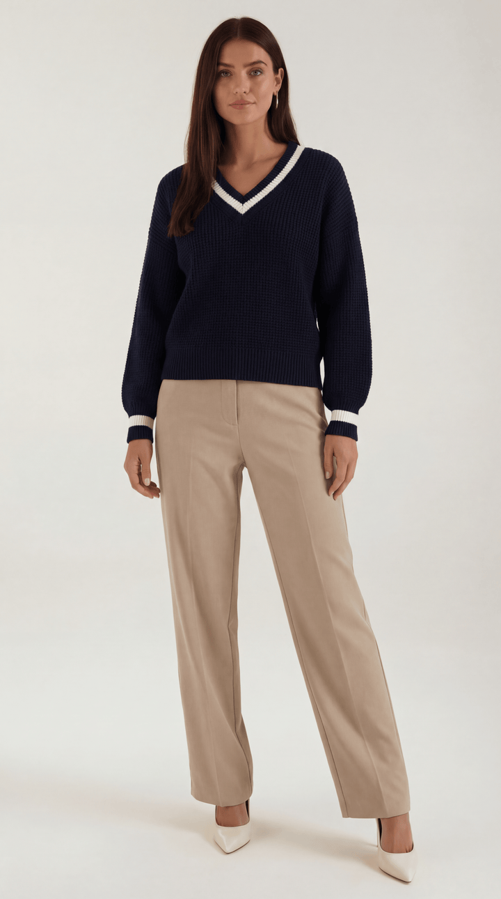 Tina Contrast Trim Knit Sweater