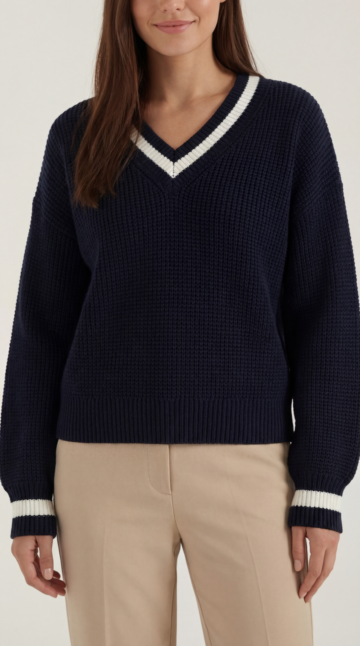 Tina Contrast Trim Knit Sweater