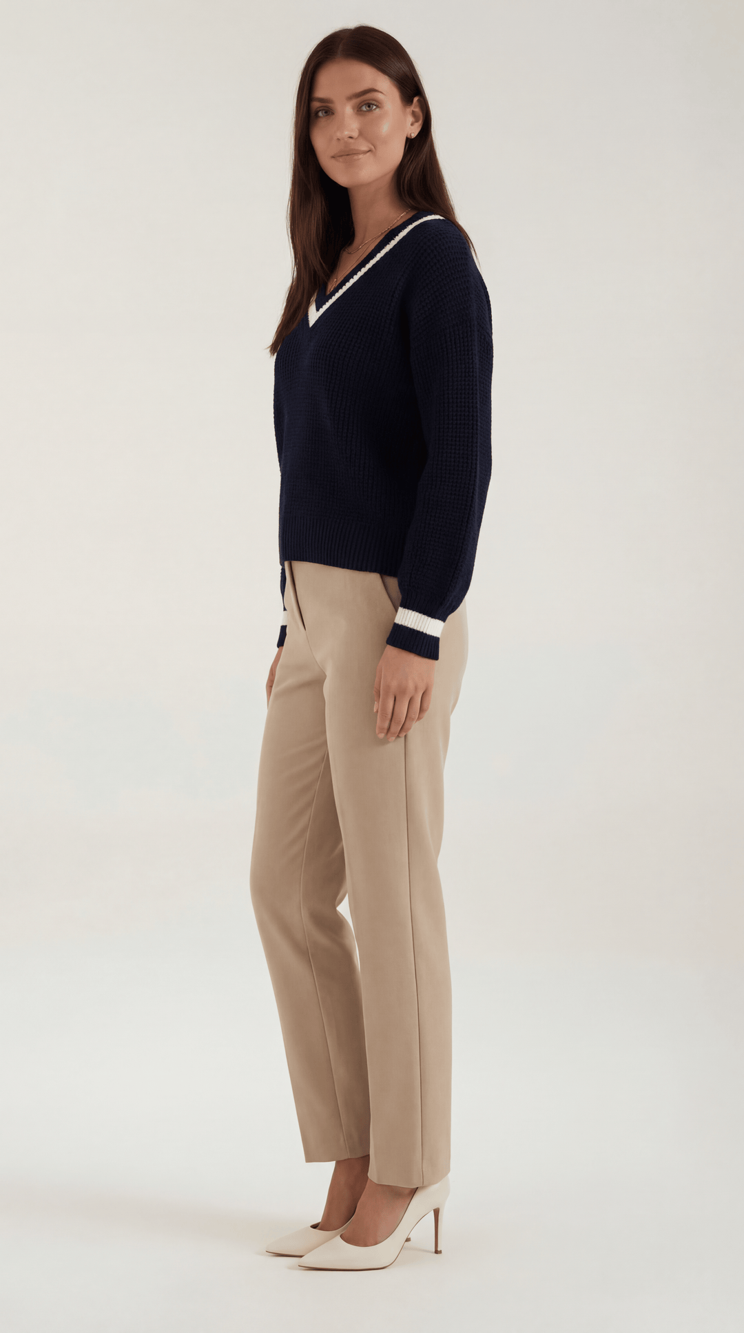 Tina Contrast Trim Knit Sweater