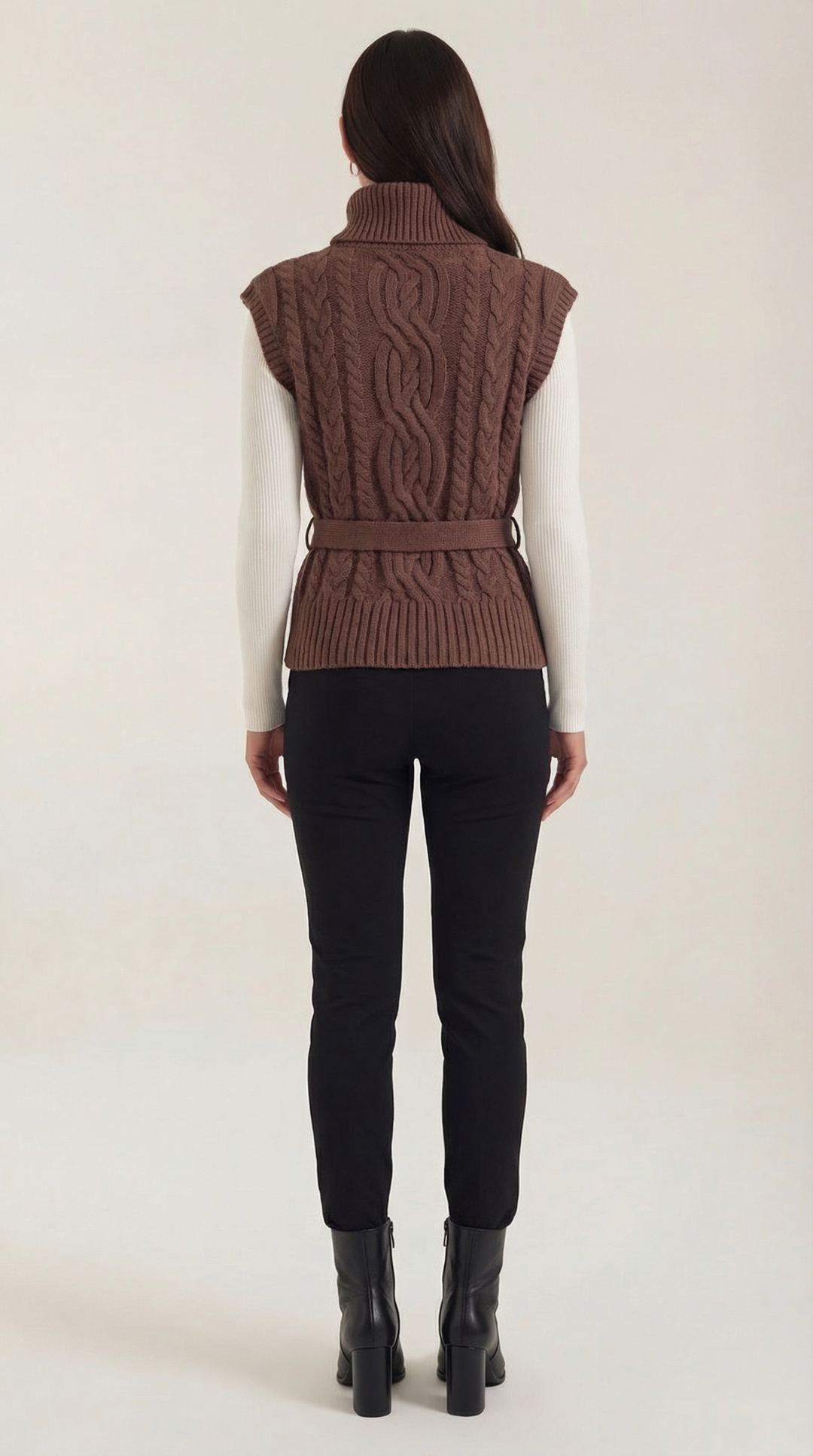 Wendy Roll Neck Cable Knit Vest