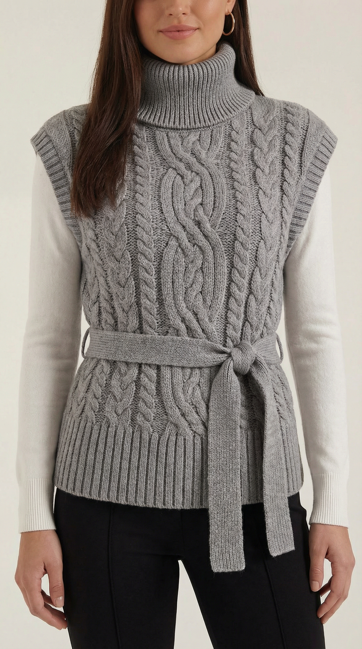 Wendy Roll Neck Cable Knit Vest