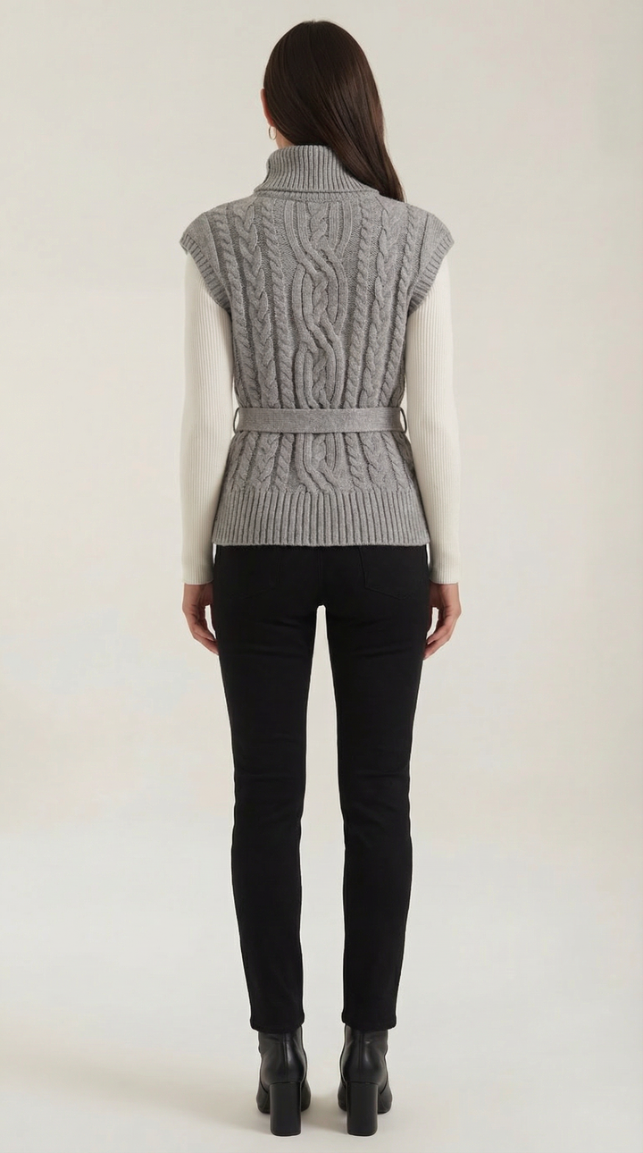 Wendy Roll Neck Cable Knit Vest