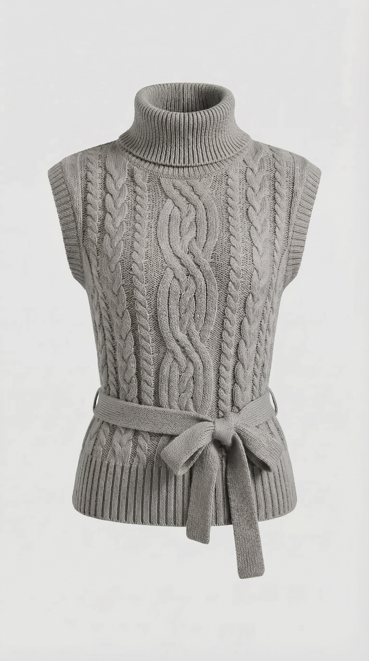 Wendy Roll Neck Cable Knit Vest