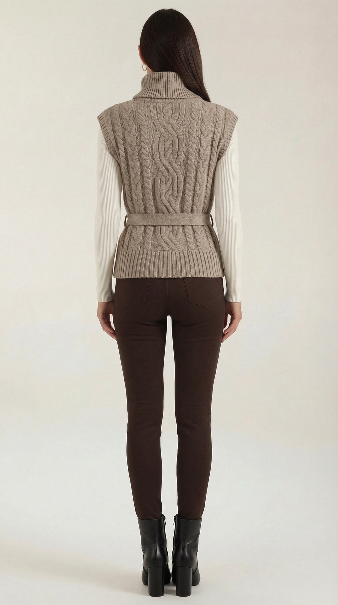 Wendy Roll Neck Cable Knit Vest
