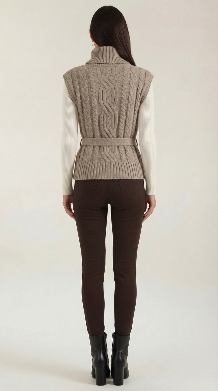Wendy Roll Neck Cable Knit Vest