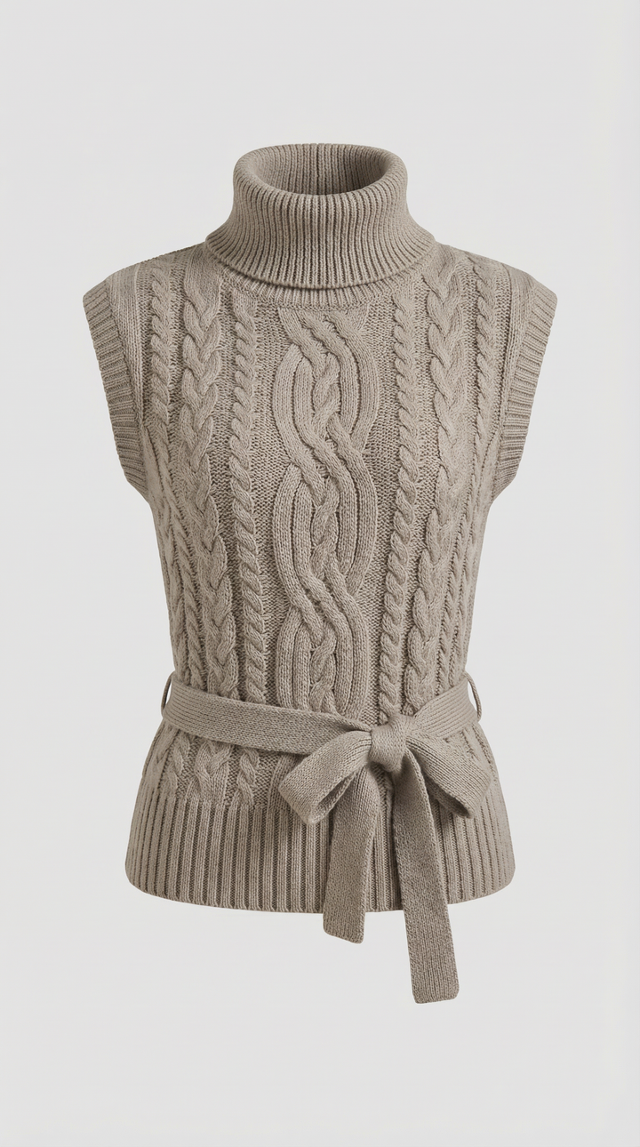 Wendy Roll Neck Cable Knit Vest