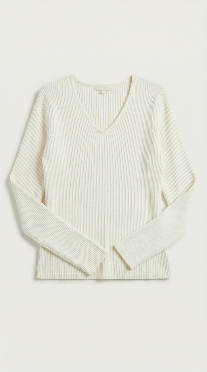 Michelle Ribbed V-Neck Sweater