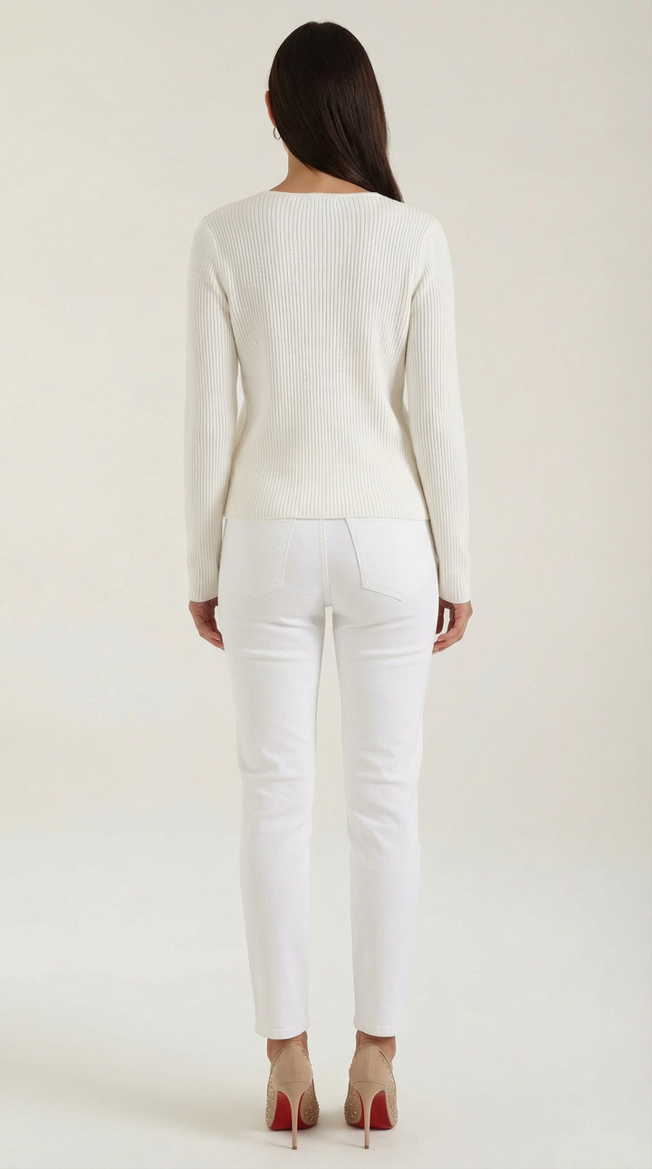 Michelle Ribbed V-Neck Sweater